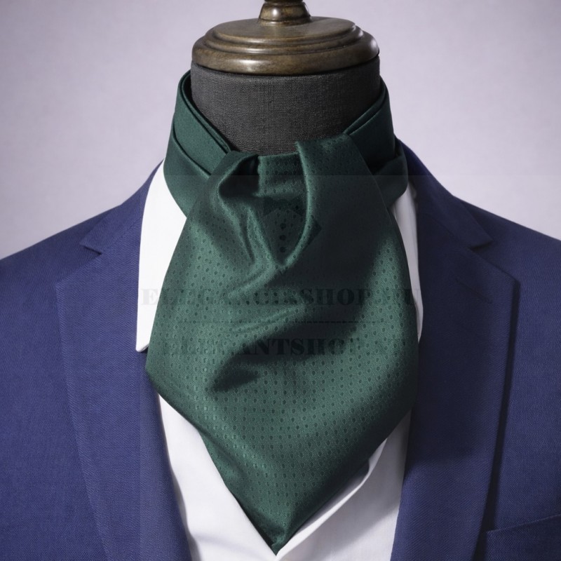   NM szatén ascot nyaksál - Sötétzöld aprómintás